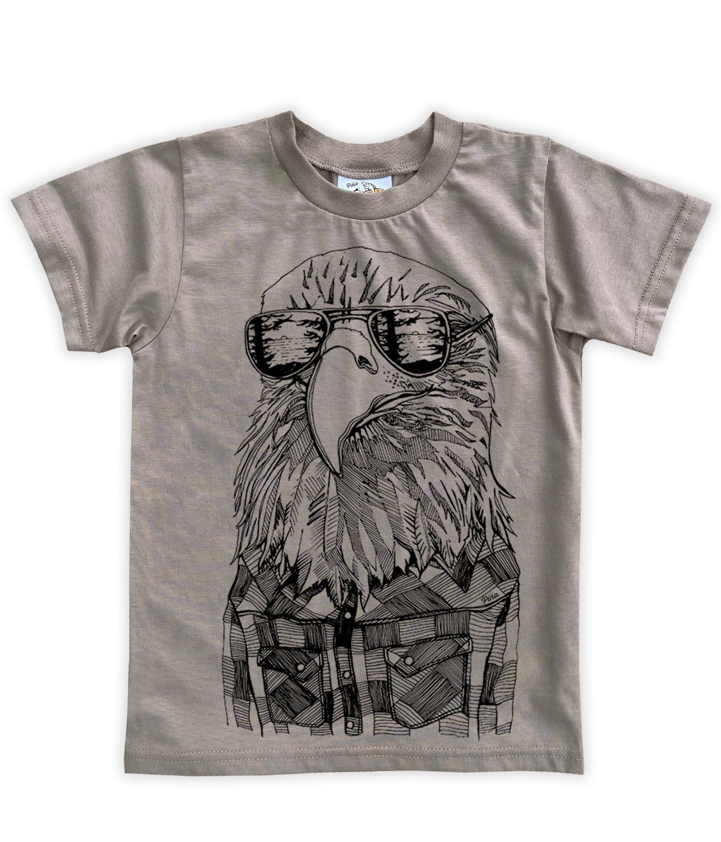 Hipster Eagle in Black Organic Cotton Kids Tee