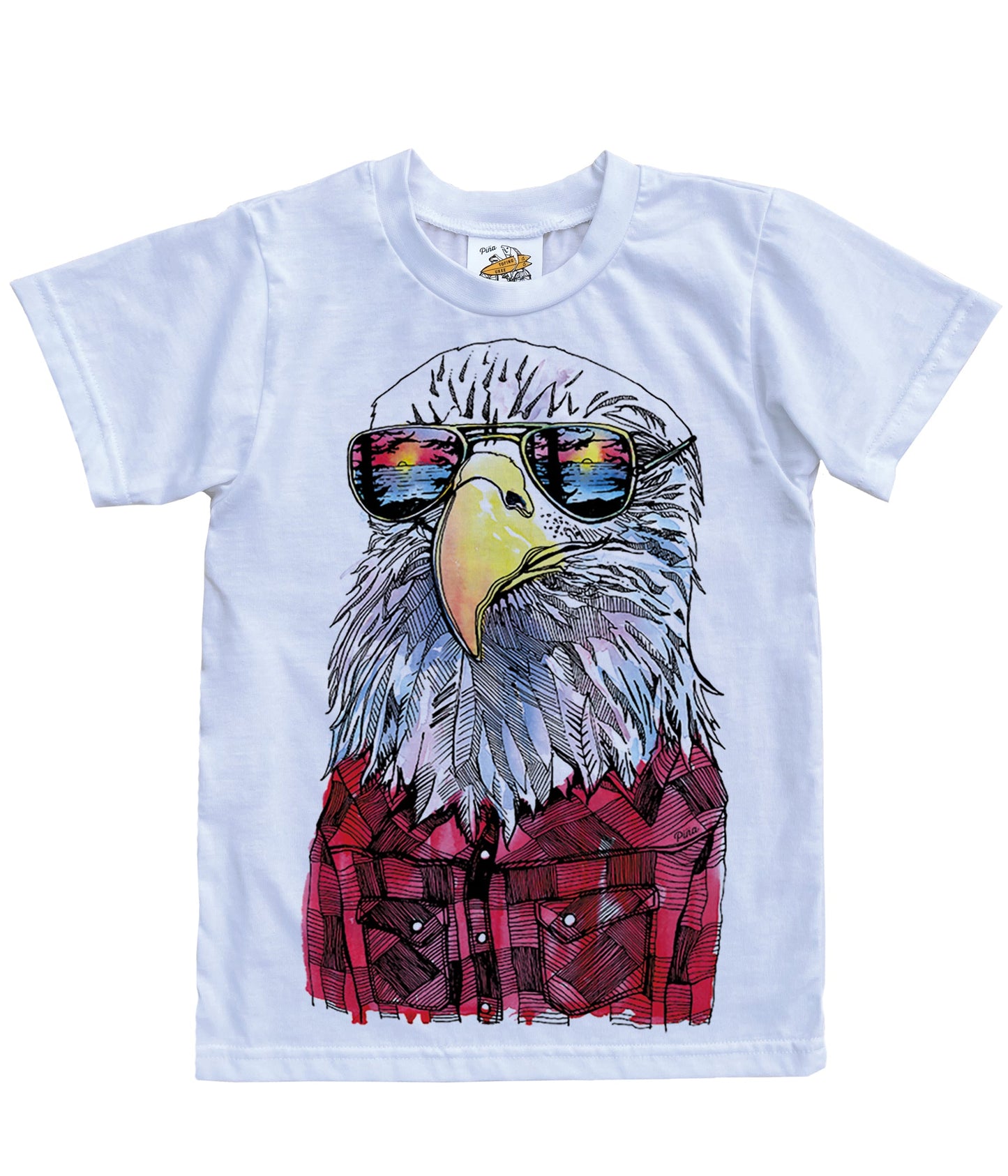 Hipster Eagle in Colour Organic Cotton Kids Tee