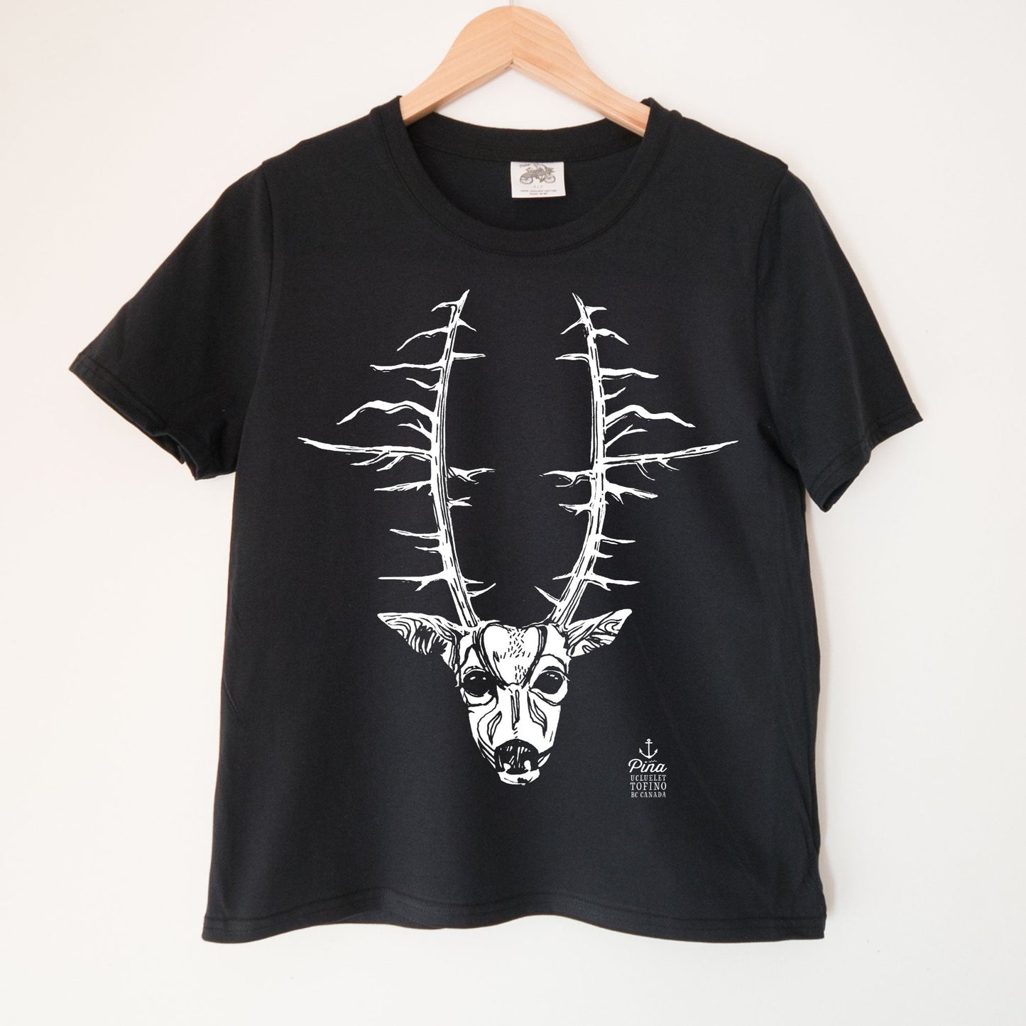 Deerhead in White Kennedy Lake Ladies Organic Cotton Tee