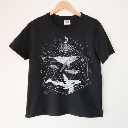 Galactic Whales in White Kennedy Lake Ladies Organic Cotton Tee