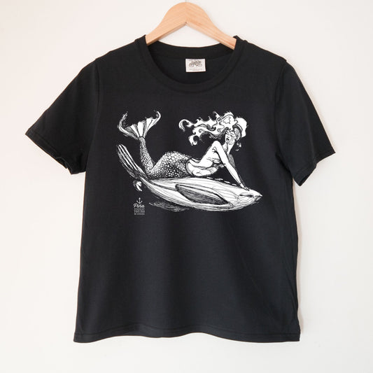 Mermaid Sealion in White Kennedy Lake Ladies Organic Cotton Tee