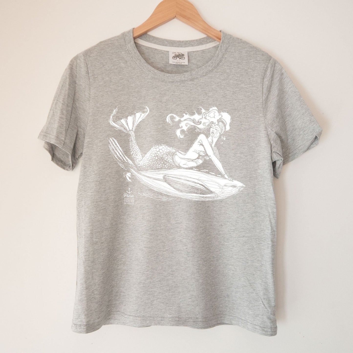 Mermaid Sealion in White Kennedy Lake Ladies Organic Cotton Tee