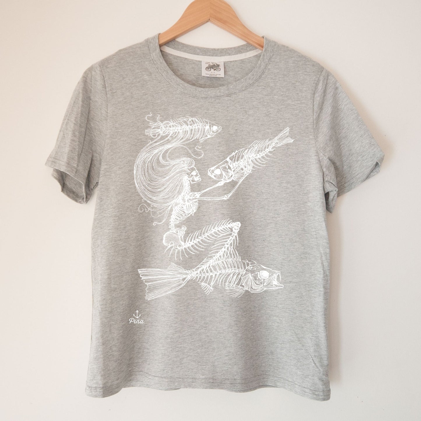 Skeleton Mermaid in White Kennedy Lake Ladies Organic Cotton Tee