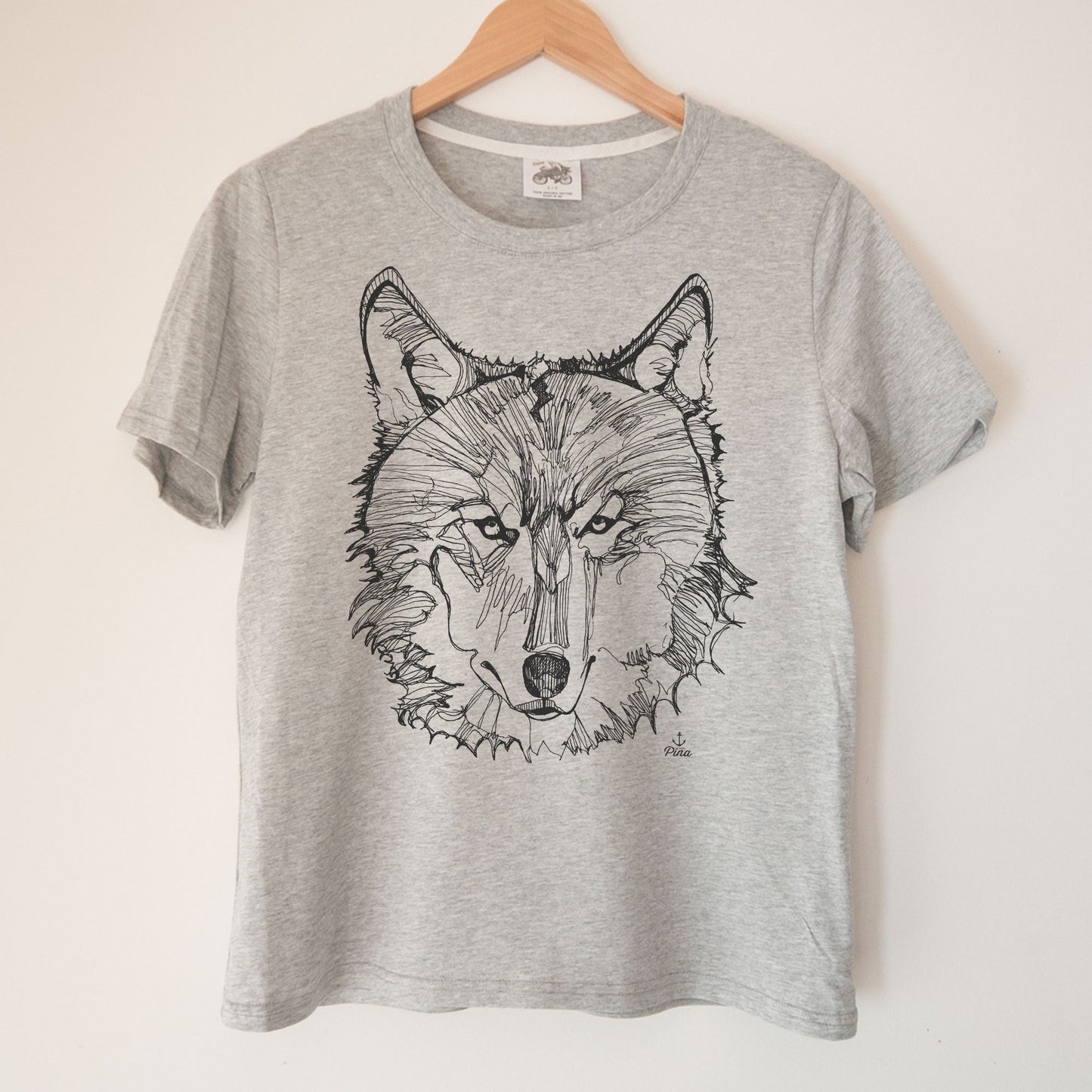 Wolf Face in Black Kennedy Lake Ladies Organic Cotton Tee