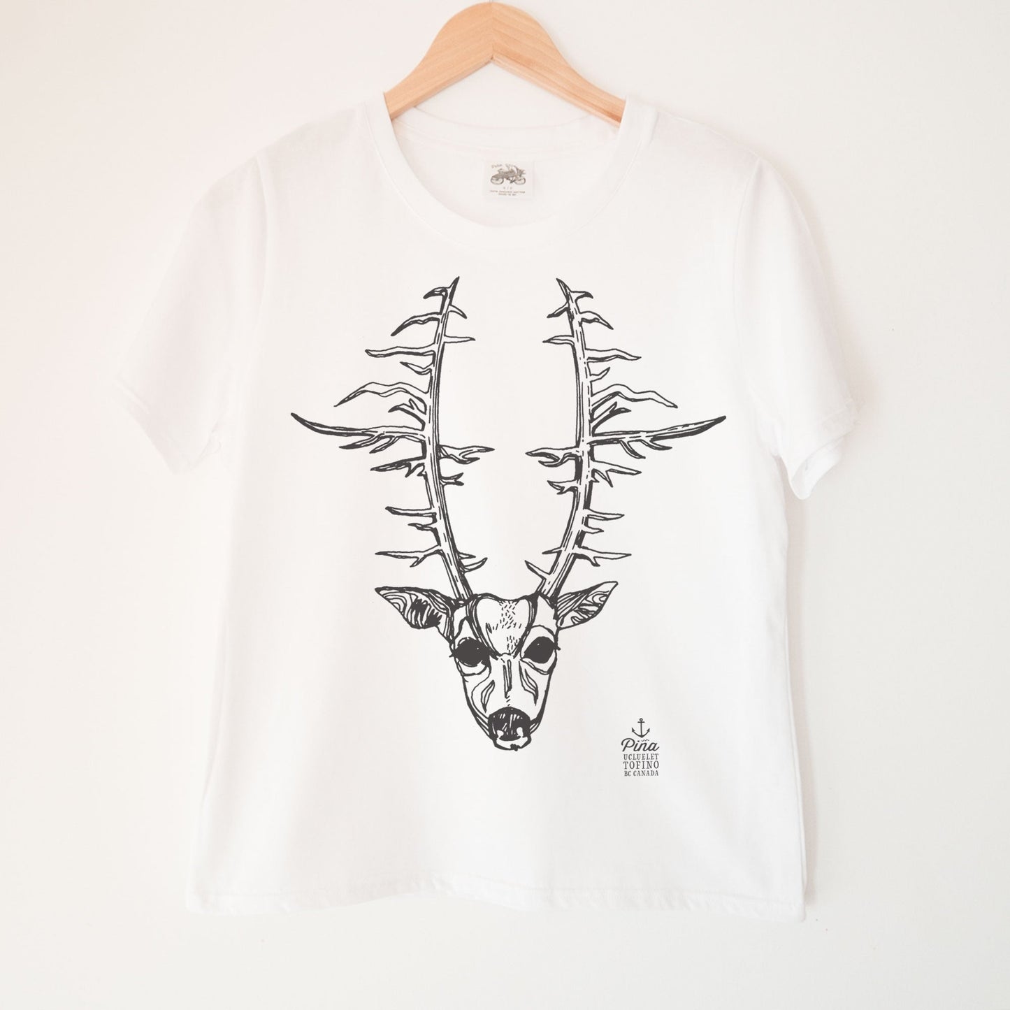 Deerhead in Black Kennedy Lake Ladies Organic Cotton Tee