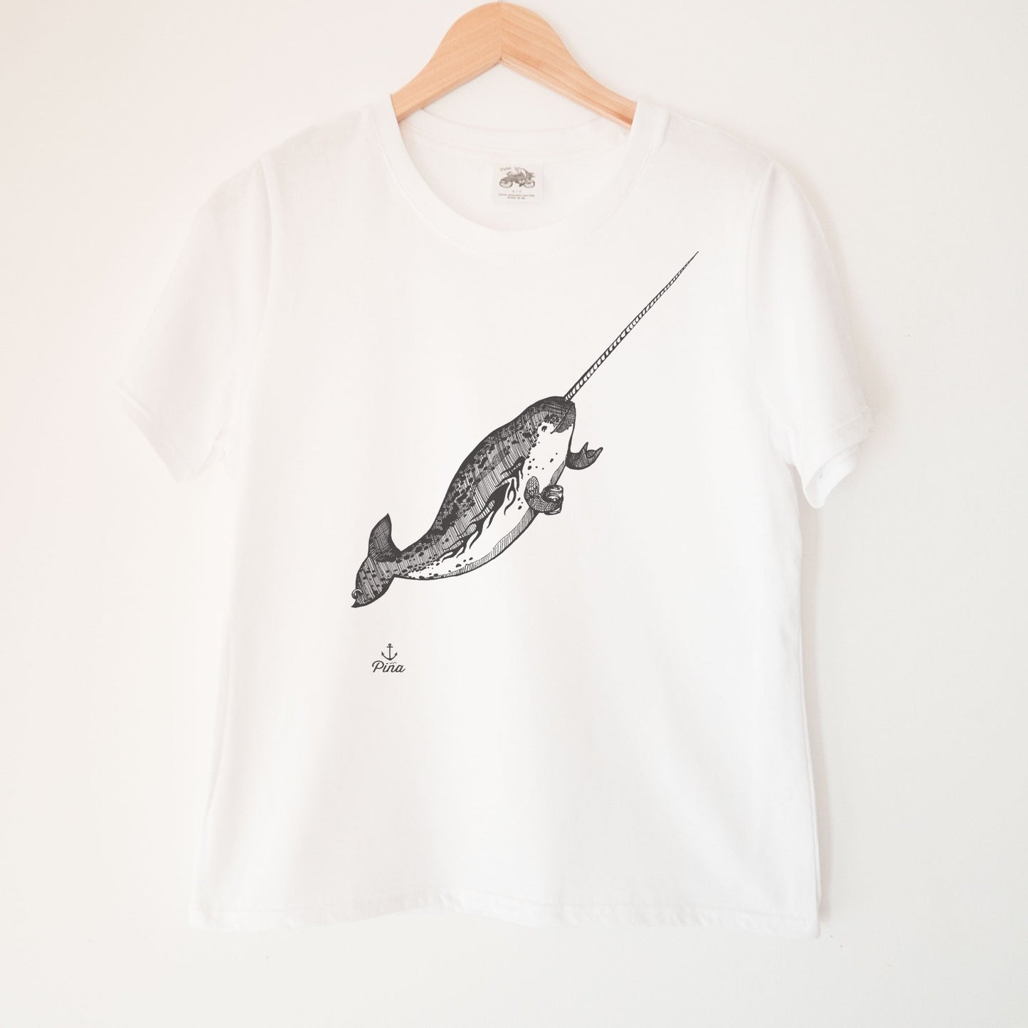 Gnarwhal in Black Kennedy Lake Ladies Organic Cotton Tee