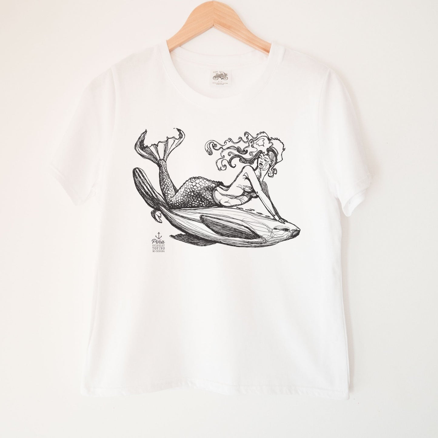 Mermaid Sealion in Black Kennedy Lake Ladies Organic Cotton Tee