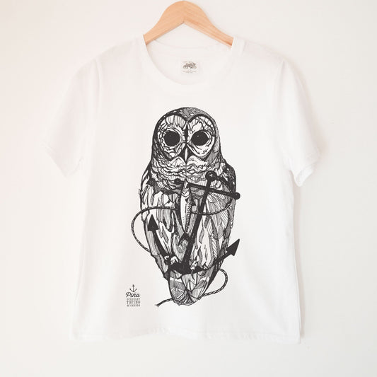 Owl & Anchor in Black Kennedy Lake Ladies Organic Cotton Tee