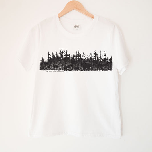 Westcoast Treeline in Black Kennedy Lake Ladies Organic Cotton Tee