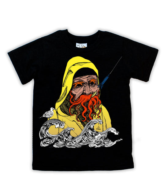 Old Salty with Waves in Colour Organic Cotton Kids Tee