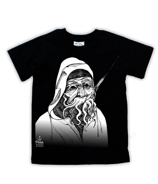 Old Salty in White Negative Organic Cotton Kids Tee