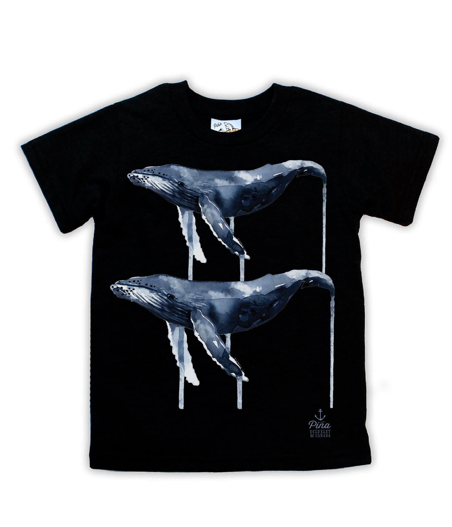 Watercolour Double Humpback Whales Organic Cotton Kids Tee