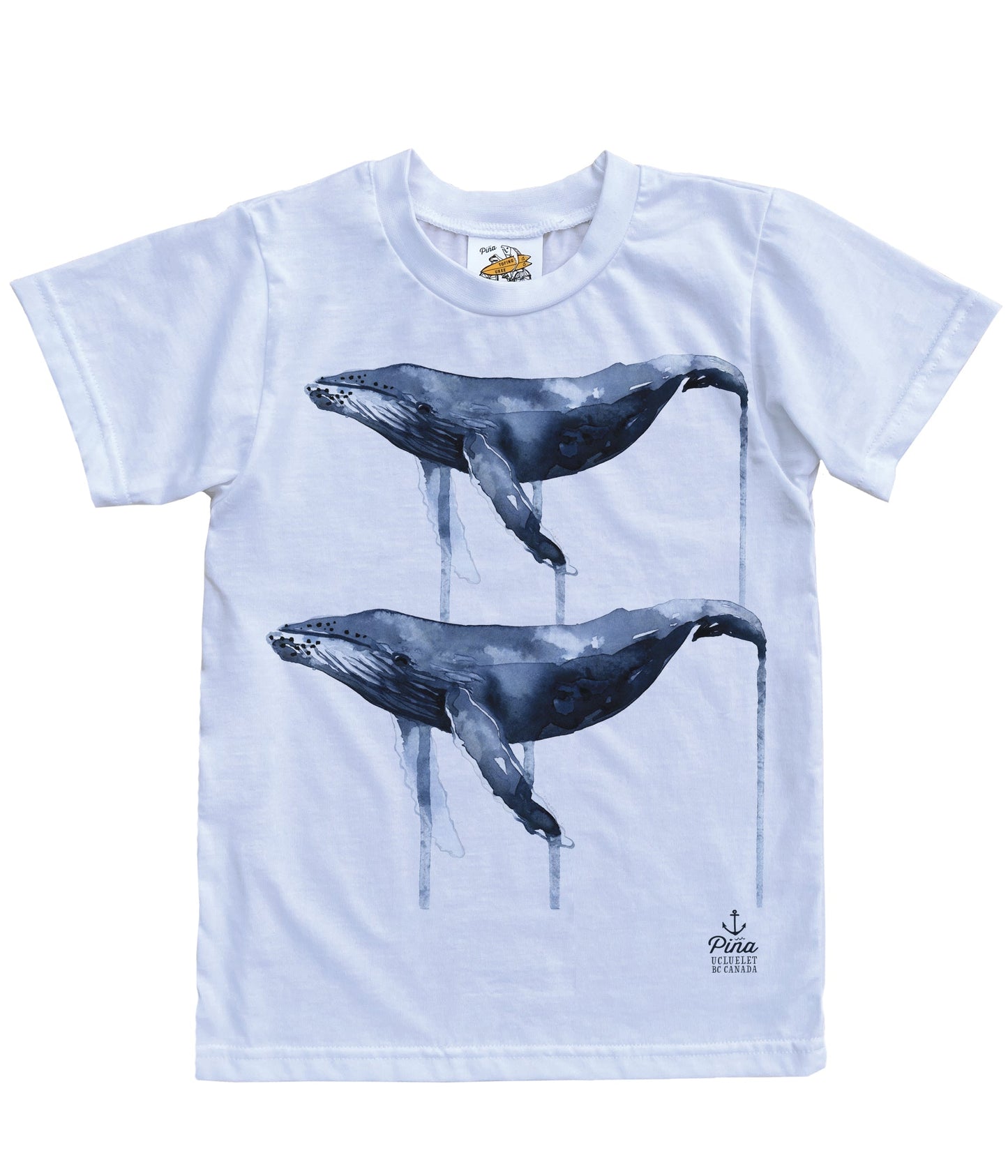 Watercolour Double Humpback Whales Organic Cotton Kids Tee